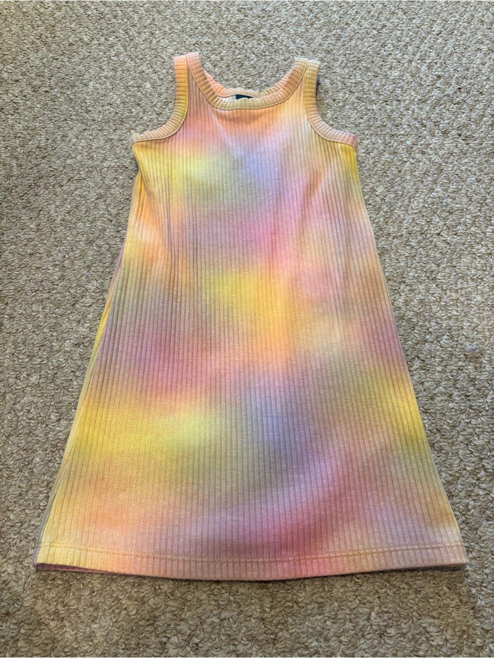 Girls' Pastel Tie-Dye Ribbed Tank Dress